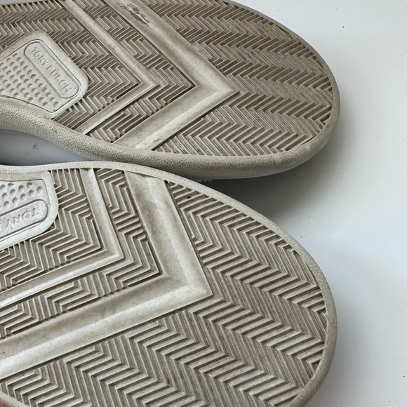 Tory Burch Sz 9 Howell Court Leather Sneakers in Titanium White/Allium Purple - Picture 8 of 16